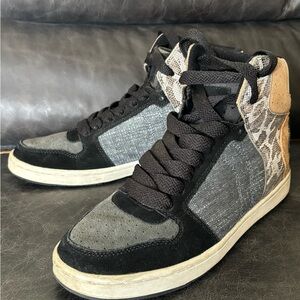 Mixed media rare suede and leather high tops